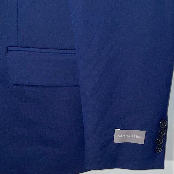 Van Heusen Men's Flex Plain Slim Fit Suit jacket bright blue, 38S $395 - Picture 4 of 10